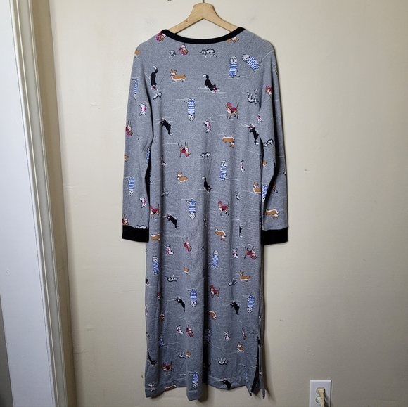 Cuddl Duds Dog Print Sleep Shirt Loungewear Pocket Henley Size M Comfort Code - Picture 7 of 10